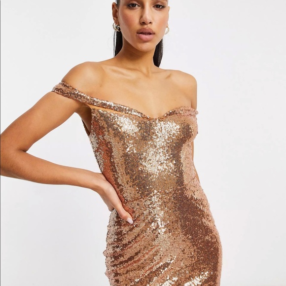 ✨PERFECT NEW YEARS DRESS Club L bardot sequin maxi dress with fishtail. - Picture 2 of 4